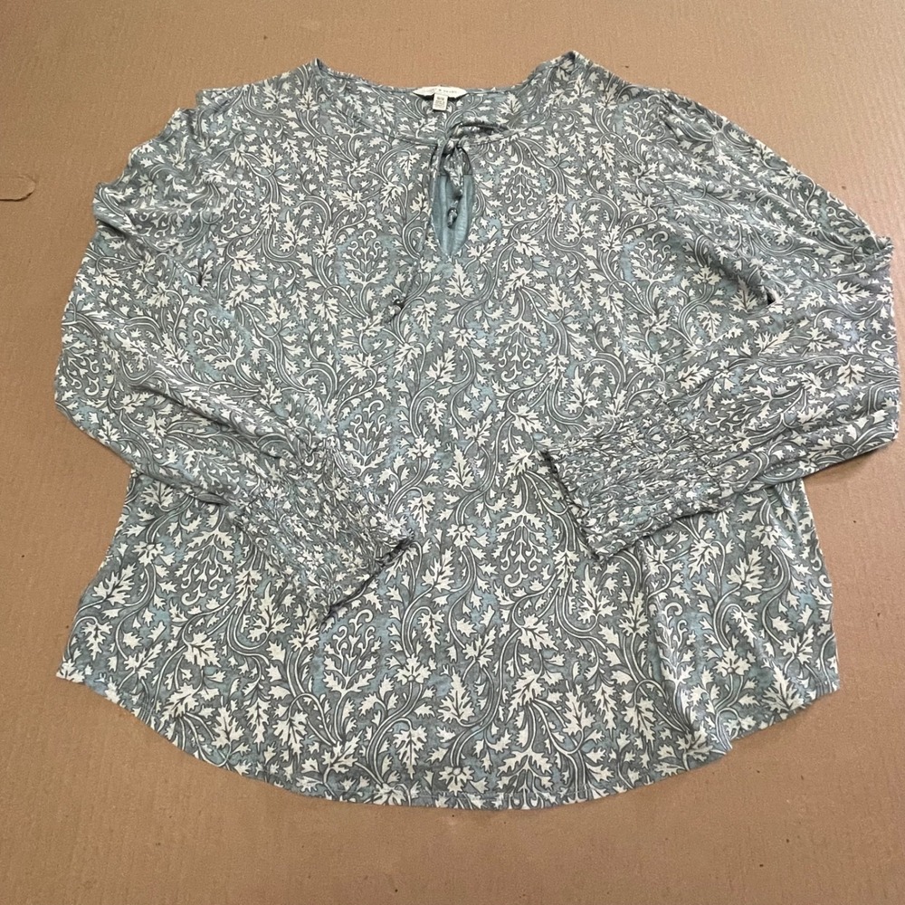 Lucky Brand‎ Women's Size Medium Floral Keyhole Peasant Knit Top Casual Boho